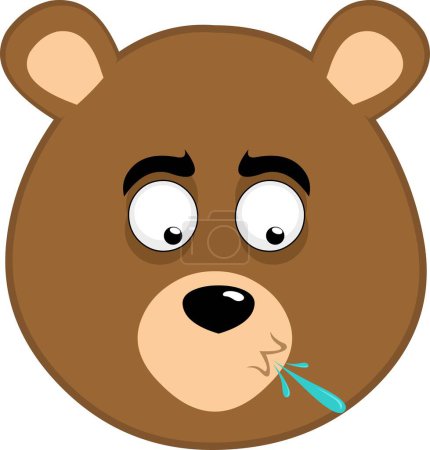 vector ilustración cara marrón oso grizzly dibujos animados escupir saliva