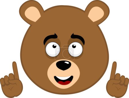 vector illustration face brown bear grizzly cartoon observing and with hands pointing up