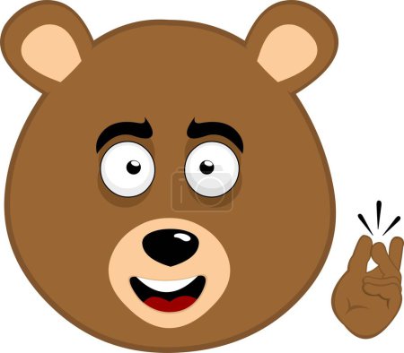 illustration vectorielle visage ours brun grizzli dessin animé claquant les doigts main