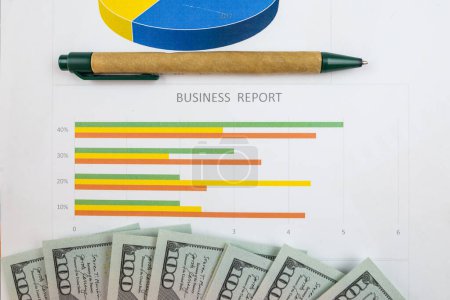 Photo for Accounting charts and charts, Pen on paper charts. Business report, analysis, income. Financial concept. - Royalty Free Image