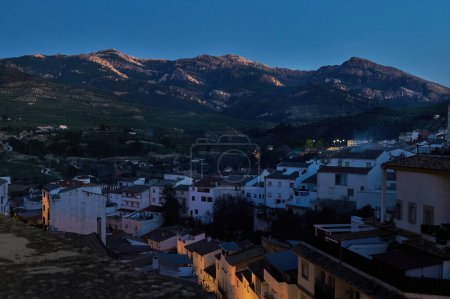 Photo for Sierra de Cazorla. Quesada. Jaen. Andalusia. Spain. Beautiful mountains at evening and white buildings on the foreground. - Royalty Free Image