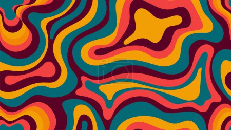 Illustration for 70s Wavy Swirl Seamless Pattern - Royalty Free Image
