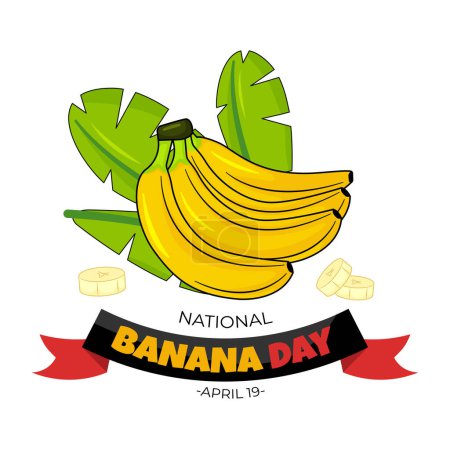 National Banana Day Badge. Geeignet für National Banana Day Celebration, Poster, Social Media oder Hintergrund. Illustrationsvektor mit Doodle-Stil