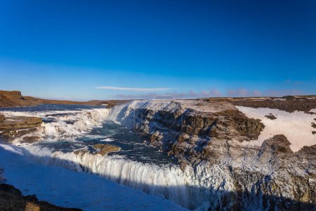 Photo for Snow and ice at gullfoss waterfall in iceland - Royalty Free Image