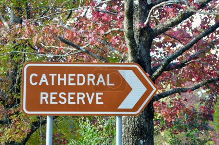 A sign to Cathedral Reserve in the Blue Mountains of Australia