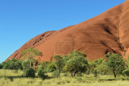 A view of Uluru as seen while walking around the base.