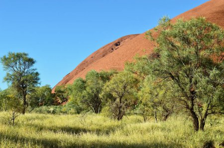 A view of Uluru as seen while walking around the base.