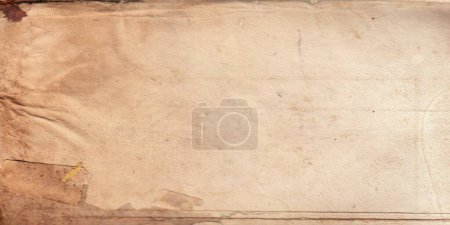 Photo for Stained, dirty, and distressed cream white, brown, orange, and tan vintage paper texture. Folded and faded, torn, ripped, peeling and creased from old age. - Royalty Free Image