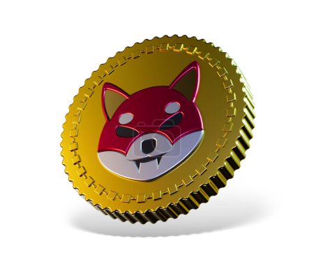 Photo for Shiba token icon over white background. 3d illustration - Royalty Free Image