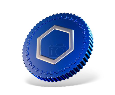Photo for Chainlink token icon over white background. 3d illustration - Royalty Free Image
