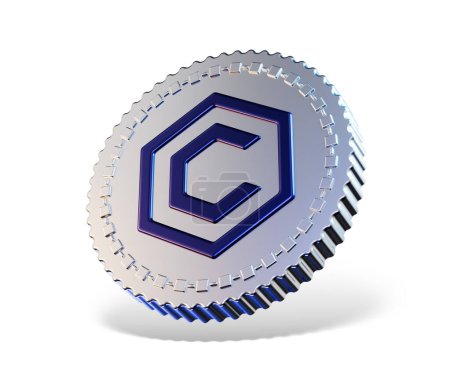 Photo for Cronos token icon over white background. 3d illustration - Royalty Free Image