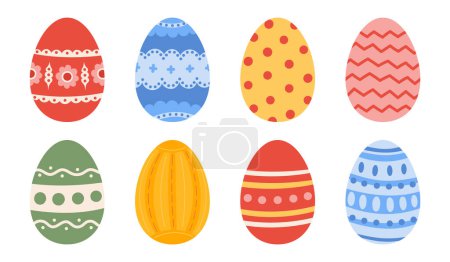 Easter Eggs with pattern set. Spring holiday. Vector illustration