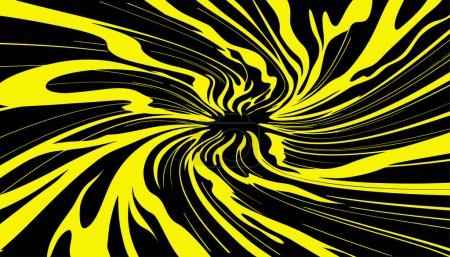 Illustration for Yellow-black background with swirl of spiral energy. Spiral tunnel. Vector image in manga and anime style. - Royalty Free Image