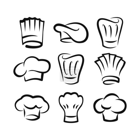 Illustration for Chef hat icon vector of cook hats symbol clipart collection set - Royalty Free Image
