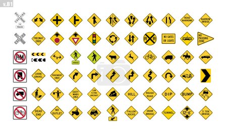 Illustration for International Road Symbol vector of Road traffic Signs badge clipart - Royalty Free Image