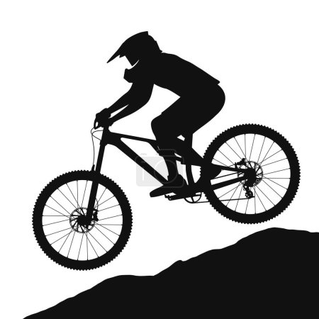 Téléchargez les illustrations : Bicycle silhouette design illustrator vector of Mtb mountain bike rider jump downhill. - en licence libre de droit