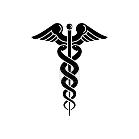 Illustration for Staff of aesculapius ambulance Caduceus symbol vector snake Staff of Hermes medicine sign - Royalty Free Image