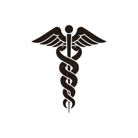 Téléchargez les illustrations : Snake Staff of aesculapius Caduceus symbol vector of Hermes ambulance  medicine clipart - en licence libre de droit