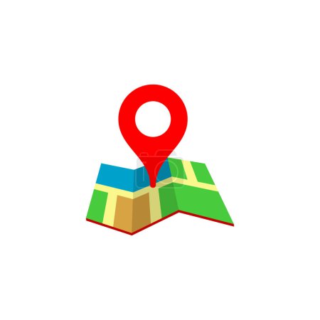 Ilustración de Mapa con un Pin Rojo Icono del vector ilustrador un Pin Mapas con un pin Ubicación Empresa de direcciones Clipart aislada sobre fondo blanco y transparente. - Imagen libre de derechos