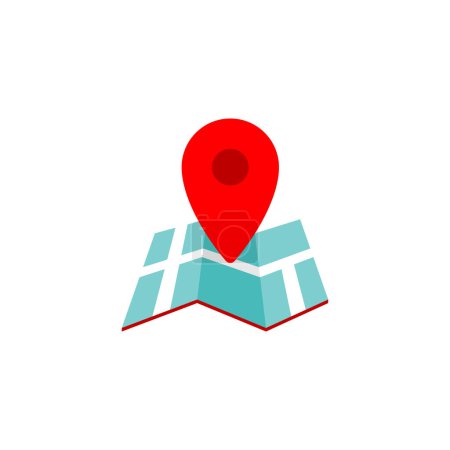 Illustration for Map with a Red Pin Icon of illustrator vector a Pin Maps with a pin Location Clipart address company isolated on white, transparent background. - Royalty Free Image