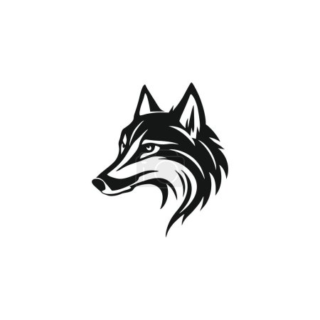 Logotipo de cabeza de lobo del icono de la silueta cara animal. coyote perro clipart cazador depredador fauna símbolo, aislado sobre fondo blanco.