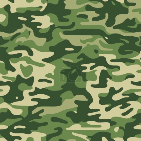 Téléchargez les illustrations : Camouflage militaire motif répétitif de vert Armée Camo motifs sans couture vectoriel chasse kaki uniforme vêtements textile olive terne - en licence libre de droit