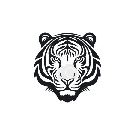 Tiger Logo of animal face clipart vector, wildcat head silhouette mascot icon, predator symbol. Isolated on white background.