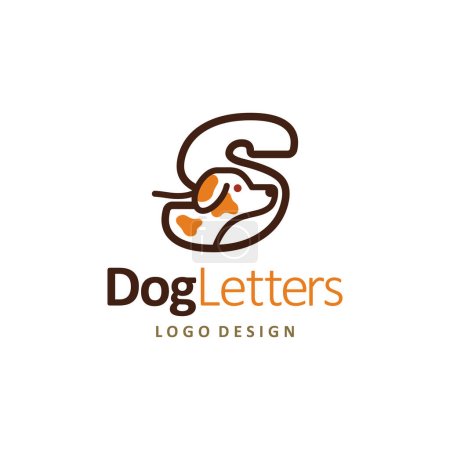 Letter S puppy Dog Logo of Pet shop icon vector, animal store symbol, veterinary care label emblem.