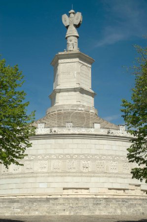 Reconstruction of the cylindrical Tropaeum Traiani or Trajan Trophy in city Adamclisi, Constanta, Romania, Europ
