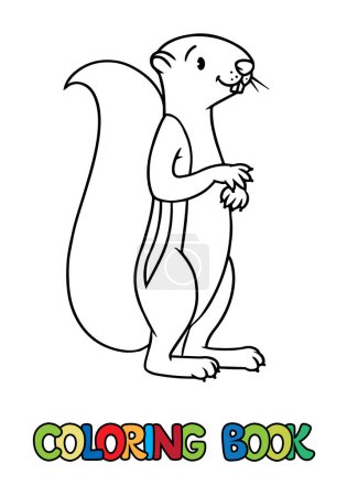 Illustration for Xerus or squirrel coloring book. Children vector illustration. Coloring page of funny standing animal. - Royalty Free Image