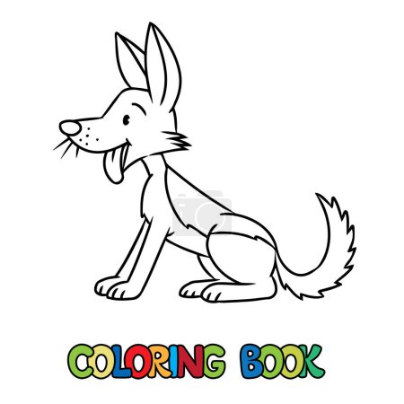 Ilustración de Libro para colorear Jakal. Ilustración vectorial niños. Página para colorear de animal sentado divertido. - Imagen libre de derechos
