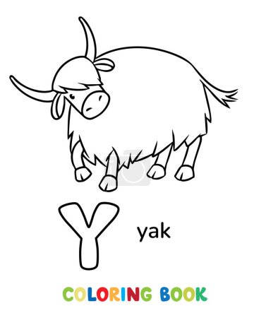 Illustration for Yak. Children vector illustration. Animals ABC coloring book for kids. Letter Y - Royalty Free Image