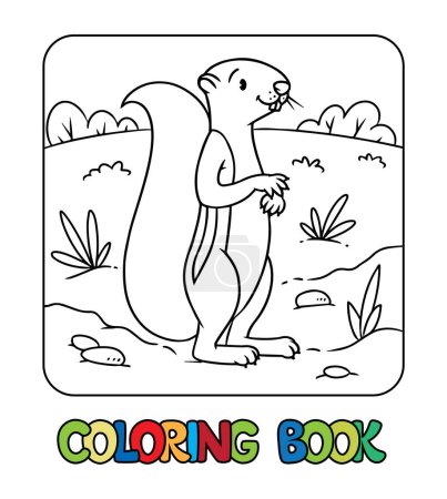 Illustration for Xerus or squirrel coloring book. Children vector illustration. Coloring page of funny standing animal. - Royalty Free Image