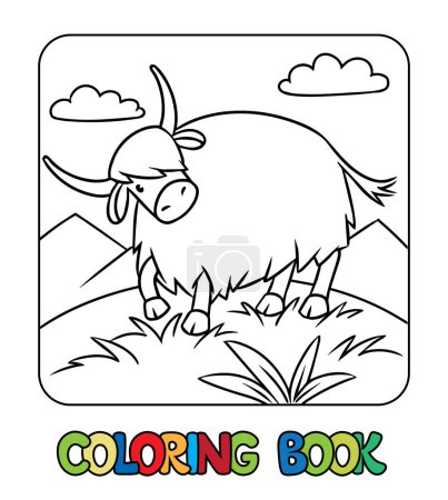 Illustration for Yak. Coloring book or picture of funny wild animal. Children vector illustration. - Royalty Free Image