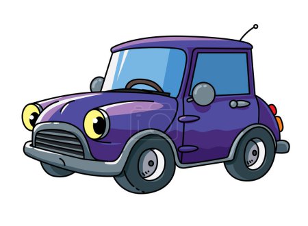 Foto de Coche retro. Divertido vector lindo vehículo pequeño con ojos y boca. Niños vector ilustración - Imagen libre de derechos