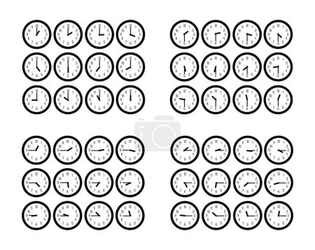Illustration for Analog wall clock showing 12 hours each hour. - Royalty Free Image
