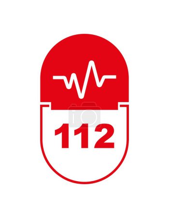 112 Notfall-Symbol auf weißem Hintergrund