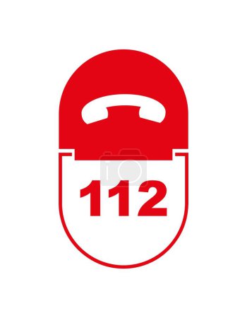 112 Notfall-Symbol auf weißem Hintergrund