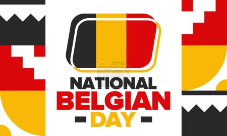Illustration for Belgian National Day. Belgium Independence day. Annual holiday in Belgium, celebrated in Jule 21. Patriotic design. Poster, greeting card, banner and background. Vector illustration - Royalty Free Image