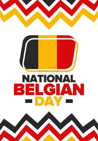 Illustration for Belgian National Day. Belgium Independence day. Annual holiday in Belgium, celebrated in Jule 21. Patriotic design. Poster, greeting card, banner and background. Vector illustration - Royalty Free Image