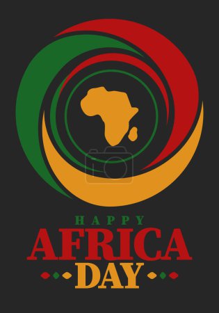 Journée de l'Afrique. Joyeuse Journée africaine de la liberté et de la libération. Célébrez chaque année sur le continent africain et dans le monde entier. Modèle africain. Affiche, carte, bannière et fond. Illustration vectorielle