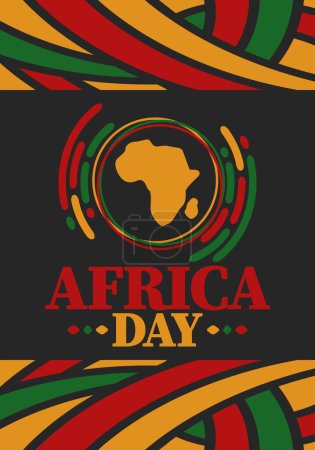 Ilustración de Día de África. Feliz Día de la Libertad Africana y Día de la Liberación. Celebra anualmente en el continente africano y en todo el mundo. Patrón africano. Cartel, tarjeta, banner y fondo. Ilustración vectorial - Imagen libre de derechos