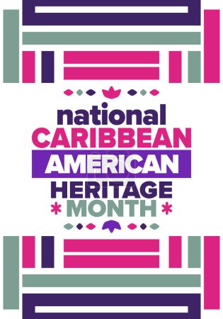 Karibisch-Amerikanischer Kulturerbe-Monat im Juni. Kulturmonat für die Menschen in Amerika. Jährlich mit Festival feiern. Frohe Feiertage. Plakat, Karte, Banner und Hintergrund. Vektorillustration