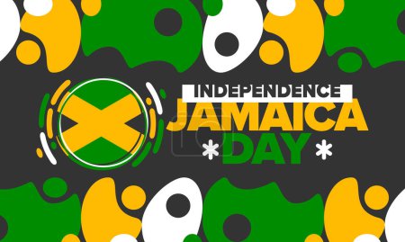 Jamaica Día de la Independencia. Independencia de Jamaica. Fiesta, celebrada anualmente el 6 de agosto. Bandera de Jamaica. Elemento patriótico. Cartel, tarjeta de felicitación, banner y fondo. Ilustración vectorial
