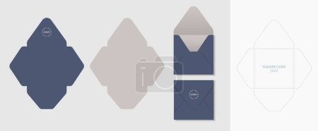 Luxus-Briefumschlag gestanzt und Vorlage mock up, Vector Illustration. Umschläge Attrappe Vorder- und Rückseite.