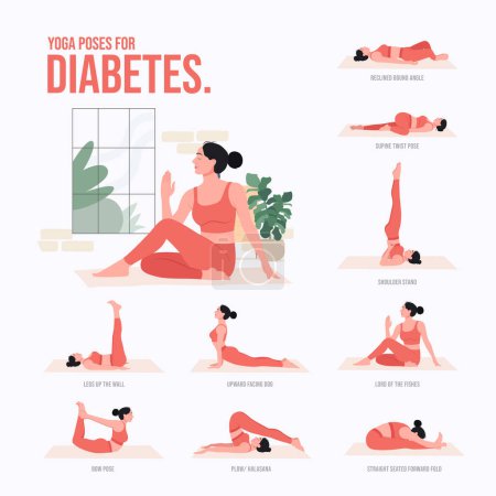 Ilustración de Ilustración de la mujer practicando yoga - Imagen libre de derechos