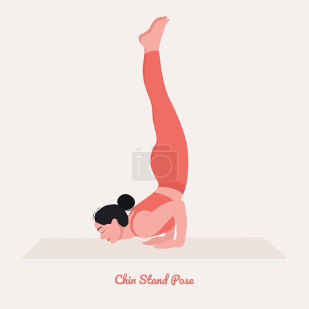Illustration for Woman illustration practicing yoga, Chin Stand Pose - Royalty Free Image