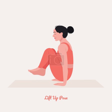 Téléchargez les illustrations : Illustration de femme pratiquant le yoga, Levez Pose - en licence libre de droit