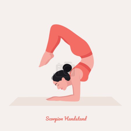 Illustration for Woman illustration practicing yoga, Scorpion Handstand - Royalty Free Image