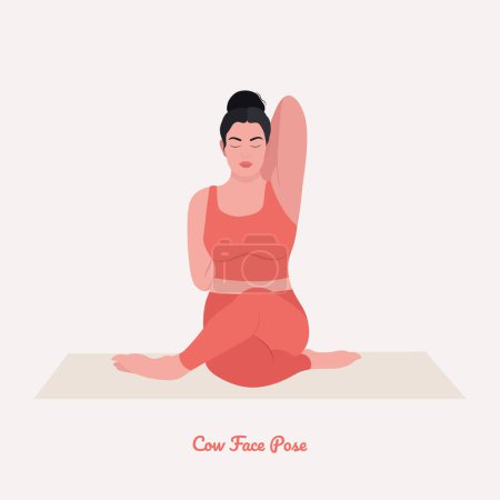 Ilustración de Ilustración de la mujer practicando yoga, cara de vaca Pose - Imagen libre de derechos